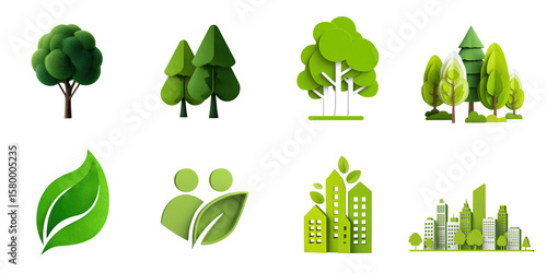 Eco png symbol in 3d transparent for sustainable and esg presentation.