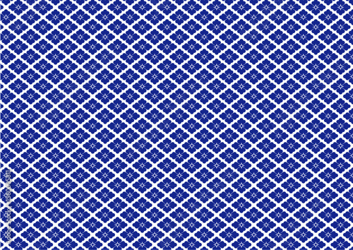 青い花菱のパターンイラスト
