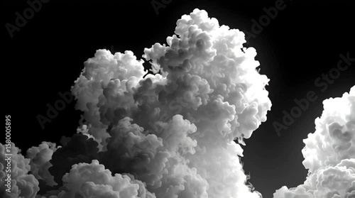 Thick white smoke billowing on dark background, cinematic vapor cloud loop