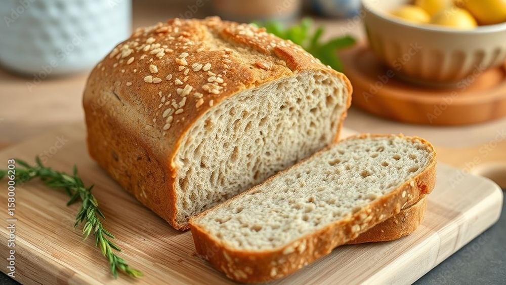 Whole Wheat Bread with Mixed Cereal, Healthy home cooking concept Whole Wheat Bread with Mixed Cereal, Healthy home cooking concept