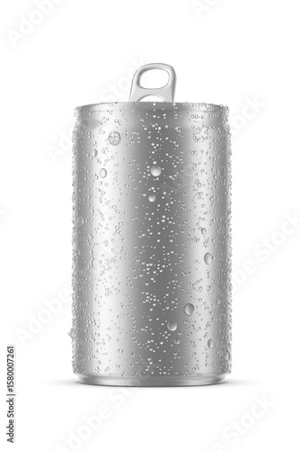 Chilled aluminum beverage slim can 150ml isolated. 3D rendering illustration. Transparent PNG image.