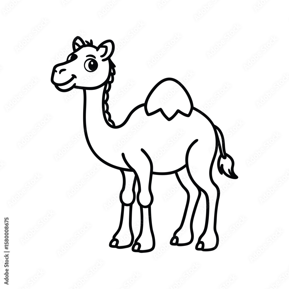 Cartoon camel illustration black outline animal desert Cartoon camel illustration black outline animal desert