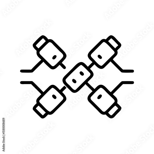 Modern illustration of a network security camera system, with clean lines. Representing Surveillance and technological advancement. 