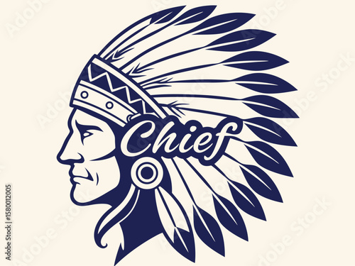 Profile of a Native American Chief, a stylized graphic design.