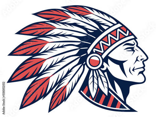 Profile of a Native American Chief, a stylized graphic design.