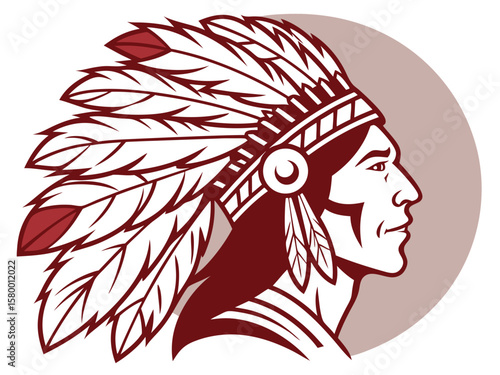 Profile of a Native American Chief, a stylized graphic design.