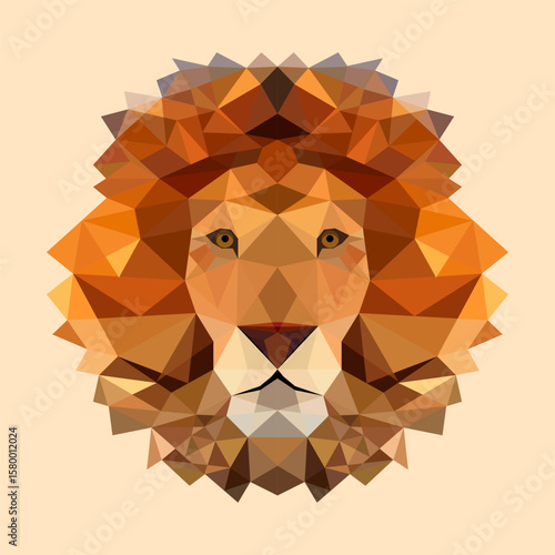 Lion Head Low Poly Vector Art