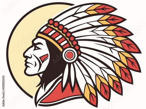 Profile of a Native American Chief, a stylized graphic design.