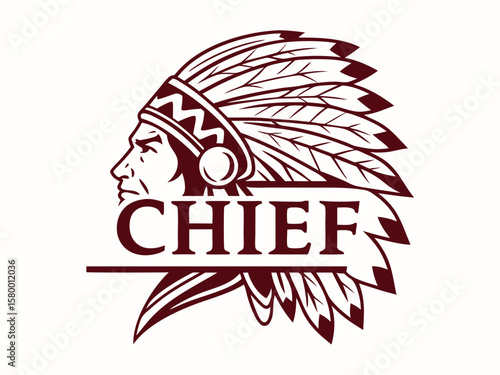Profile of a Native American Chief, a stylized graphic design.