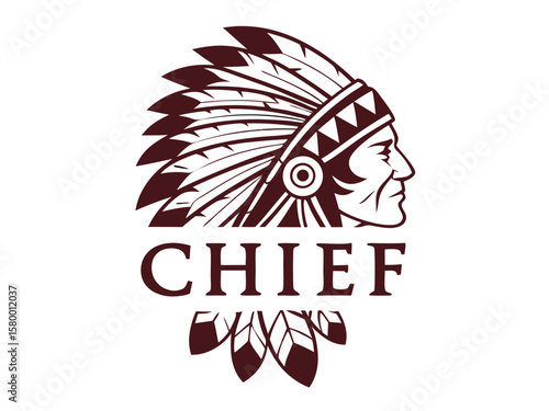Profile of a Native American Chief, a stylized graphic design.