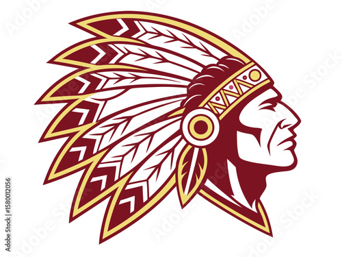 Profile of a Native American Chief, a stylized graphic design.