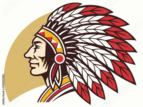 Profile of a Native American Chief, a stylized graphic design.