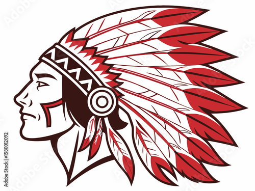 Profile of a Native American Chief, a stylized graphic design.