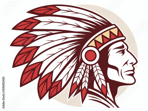 Profile of a Native American Chief, a stylized graphic design.