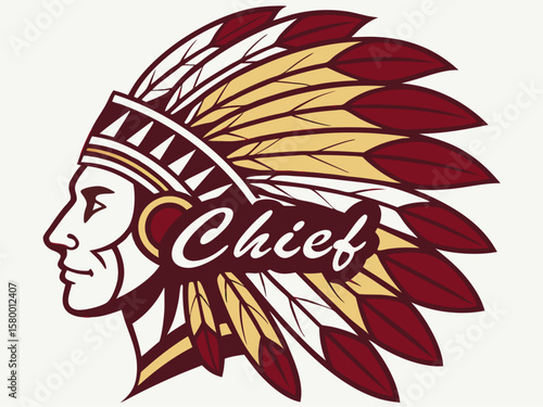 Profile of a Native American Chief, a stylized graphic design.