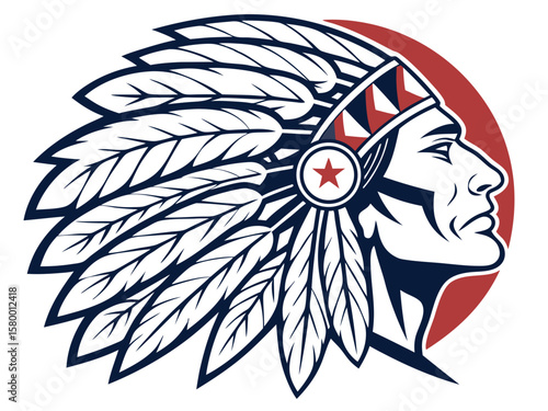 Profile of a Native American Chief, a stylized graphic design.