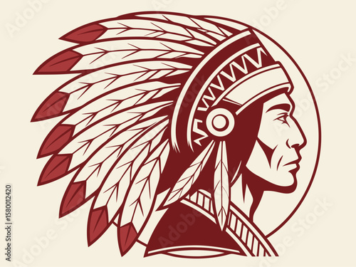 Profile of a Native American Chief, a stylized graphic design.