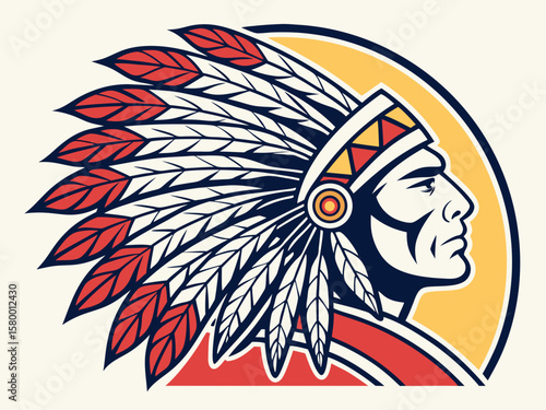 Profile of a Native American Chief, a stylized graphic design.