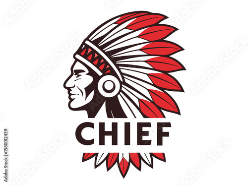 Profile of a Native American Chief, a stylized graphic design.