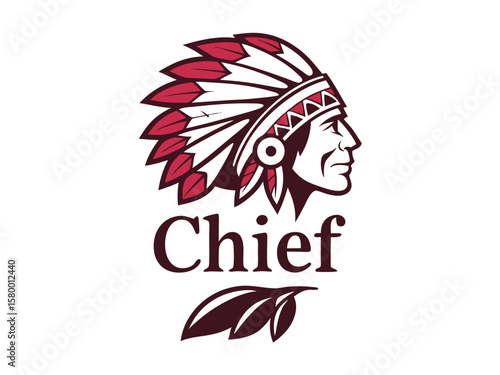 Profile of a Native American Chief, a stylized graphic design.