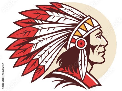 Profile of a Native American Chief, a stylized graphic design.