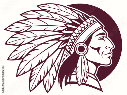 Profile of a Native American Chief, a stylized graphic design.