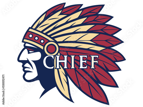 Profile of a Native American Chief, a stylized graphic design.
