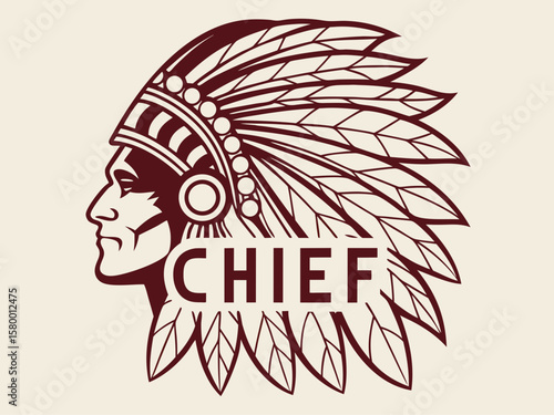 Profile of a Native American Chief, a stylized graphic design.