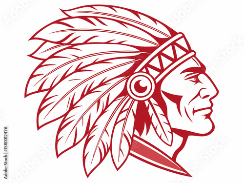 Profile of a Native American Chief, a stylized graphic design.