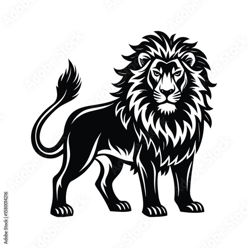 Black lion standing proud silhouette