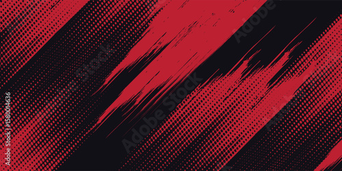 Red halftone dots gradient grunge texture background color pattern. Dot pop art sport style vector modern sport grunge