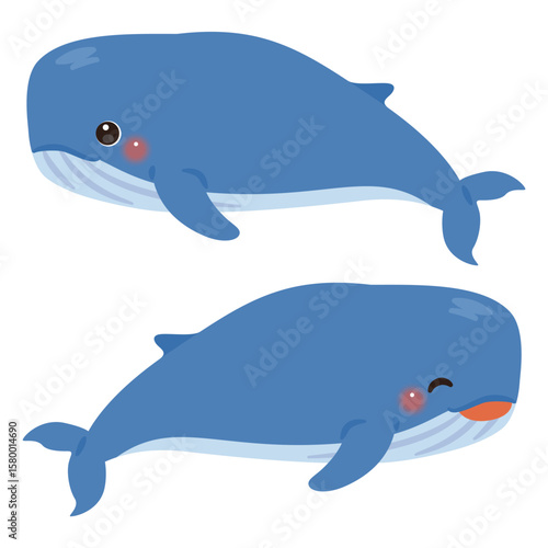 クジラの横向きイラストセット