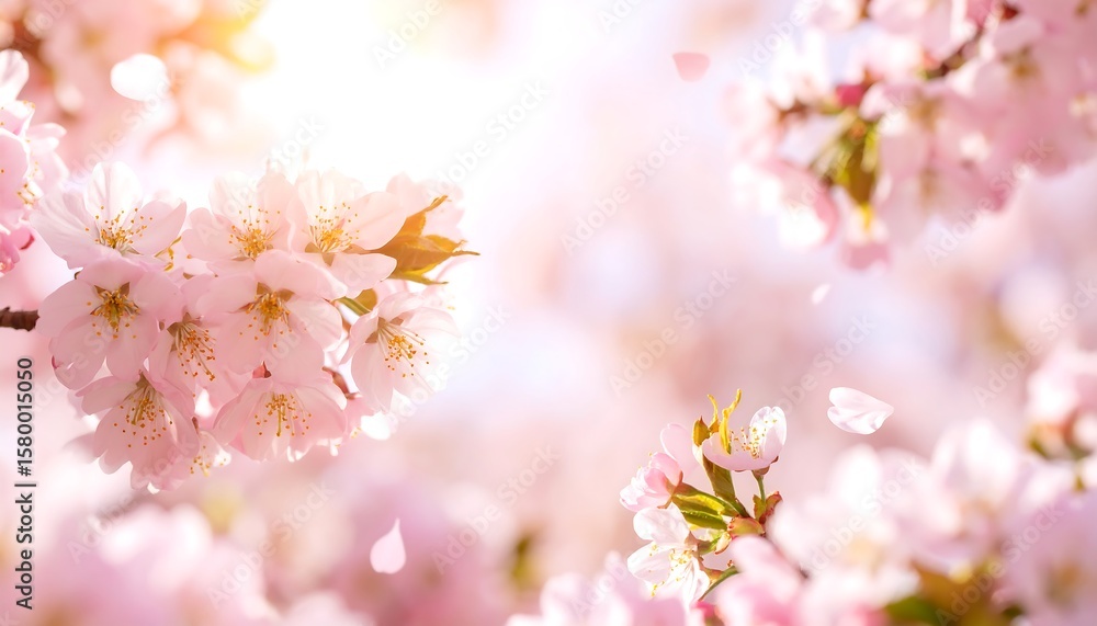 Fototapeta premium Delicate pink cherry blossoms in sunlight