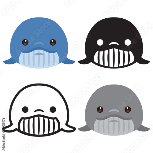 クジラの顔アイコンセット
