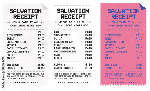Christian Salvation Receipt — Jesus Paid It All Spiritual Quote Typography Graphic