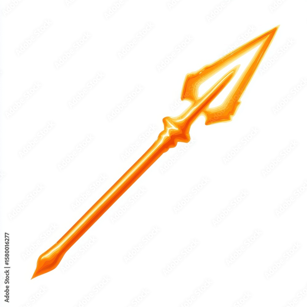 Fiery Orange Spear on White Background Fiery Orange Spear on White Background