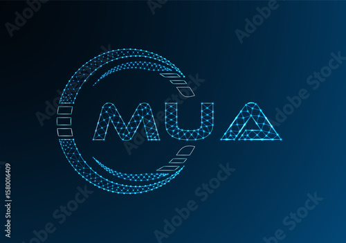 MUA low poly letter logo vector design. MUA lower poly logo design. Low poly logo.