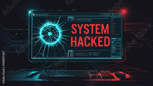 Video alert: system compromised due to potential cyber virus attack detected. Immediate action needed to prevent data breach, system failure, or unauthorized access