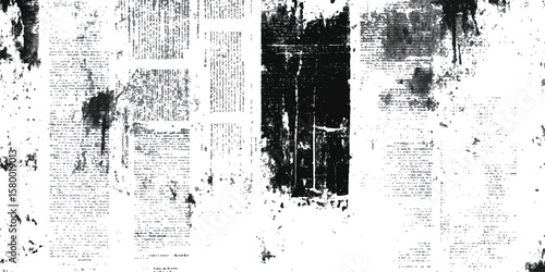 Newspaper paper grunge vintage background. Old newspaper background, blank paper texture, dark news print style design with white space for text, news background.