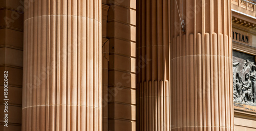 An abstract, isolated closeup detail of gothic columns on the outside of a building showing symmetrical lines and patterns_20101218_05599.