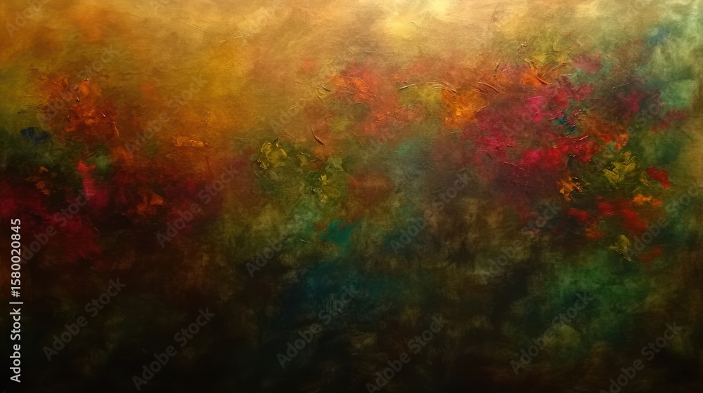 Fototapeta premium Abstract painting featuring layered colors and textures.