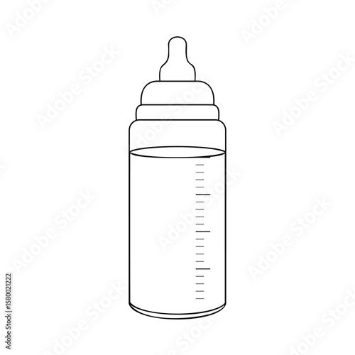 シンプルな哺乳瓶の線画イラスト