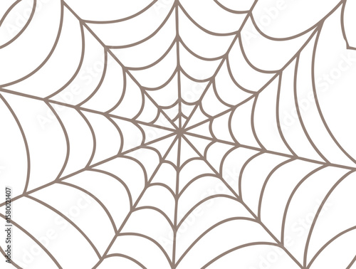 Seamless Halloween-themed pattern with purple spiders on detailed spiderwebs over a white background. Ideal for spooky decorations, holiday packaging, party invitations, and festive crafts.
