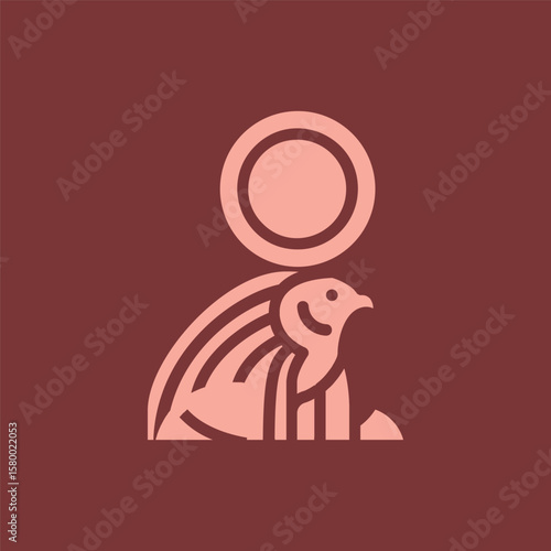 illustration of egyptian falcon sun disc icon