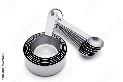 Measuring cups and spoons – white background