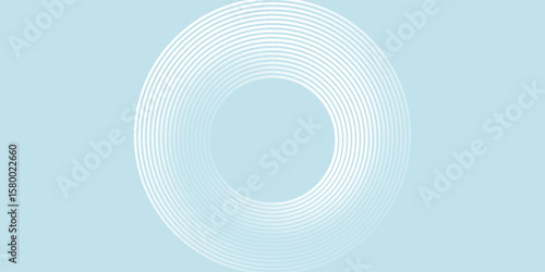 Modern abstract background. Glossy white gradient circle lines. Minimal geometric pattern. Simple graphic elements. Futuristic  modern arts blue