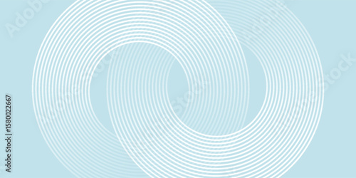 Modern abstract background. Glossy white gradient circle lines. Minimal geometric pattern. Simple graphic elements. Futuristic  modern arts blue