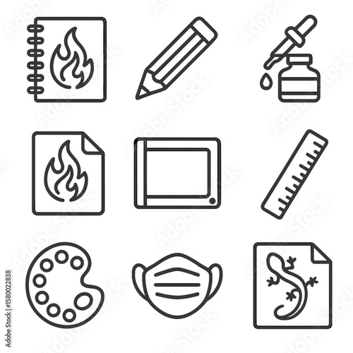 Tattoo sketchbook color mask icon light icons vector reference supplies pad sheet