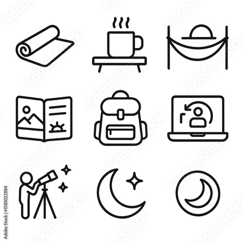 Routine icon mat vector stargazing nomadic icons break yoga packed login travel