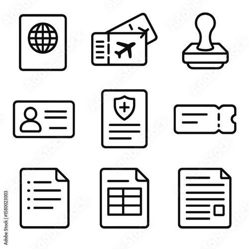Visa passport form travel sheet icon vector id paper pass icons stamp